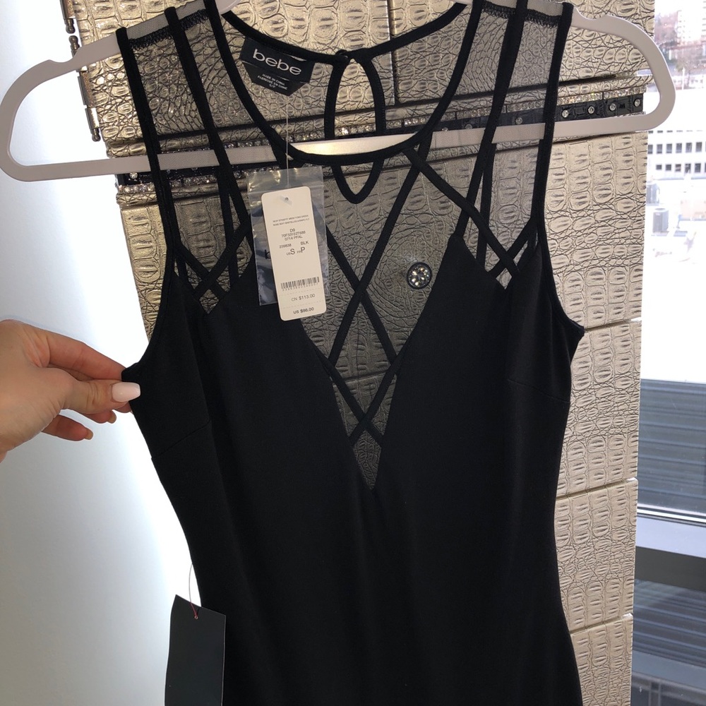 NEW! Bebe Strappy Mesh Yoke Dress size SMALL